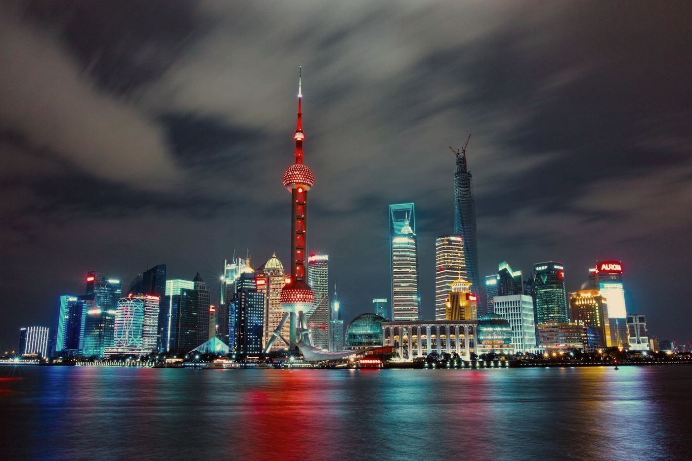 Skyline de Xangai à noite, China
